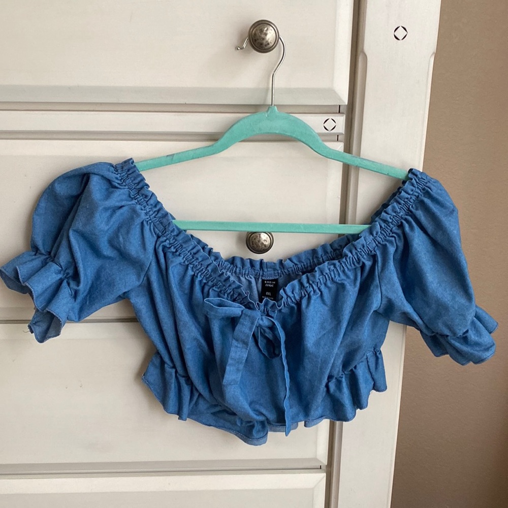 Puffy Sleeve Off Shoulder Crop Top